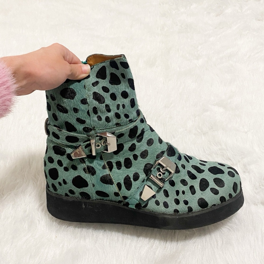 Green and Black Dolls Kill Demonia Leopard Print High-Top Sneakers 43 men’s 9